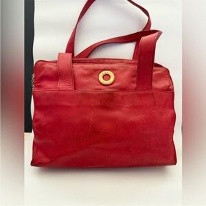 CELINE Red Lambskin Leather Shoulder Bag